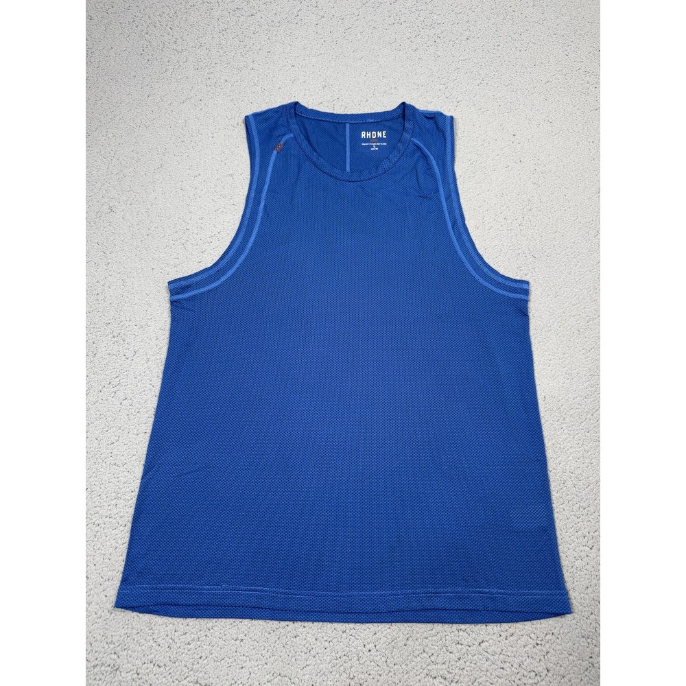Rhone Tank Top Mens Large Blue Mesh Sleeveless Running Athletic Gym Workout